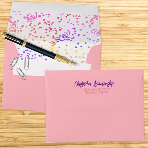 Colorful Rainbow Confetti Inside Special Occasion  Envelope