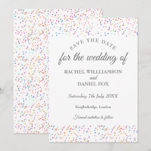 Colorful Rainbow Confetti Save the Date Card