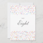 Colorful Rainbow Confetti Table Number