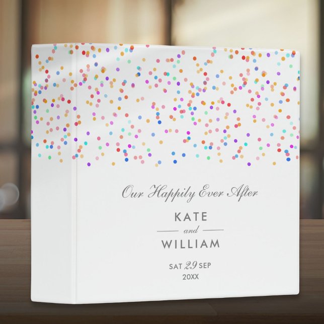 Colorful Rainbow Confetti Wedding 3 Ring Binder (Colorful Rainbow Confetti Wedding 3 Ring Binder)