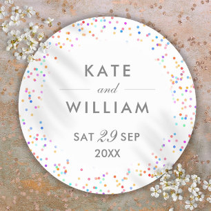 Colorful Rainbow Confetti Wedding Classic Round Sticker