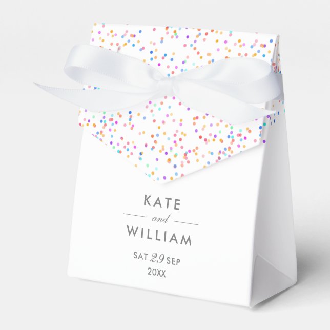 Colorful Rainbow Confetti Wedding Favor Boxes (Front Side)