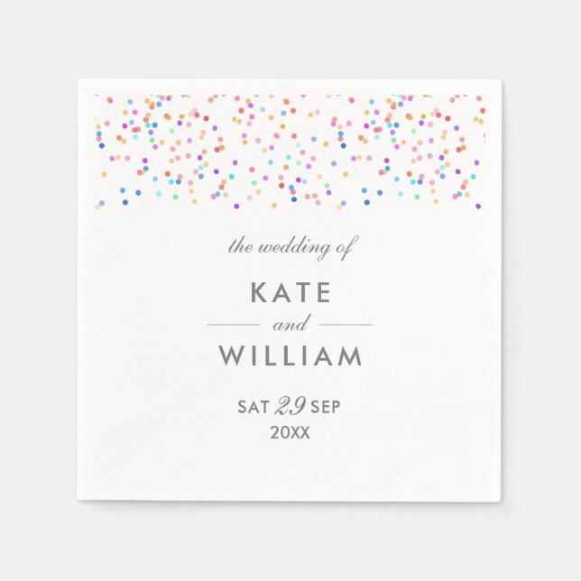 Colorful Rainbow Confetti Wedding Napkins (Front)