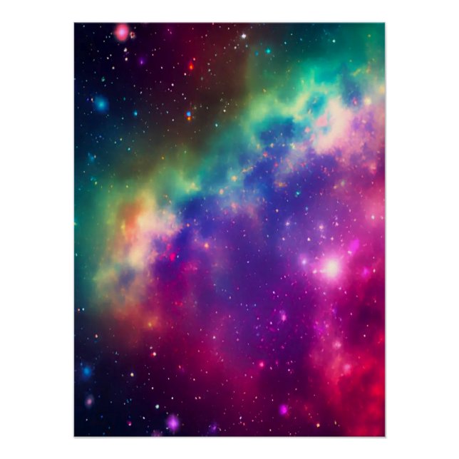 Colorful Rainbow Cosmic Burst Glossy Poster (Front)