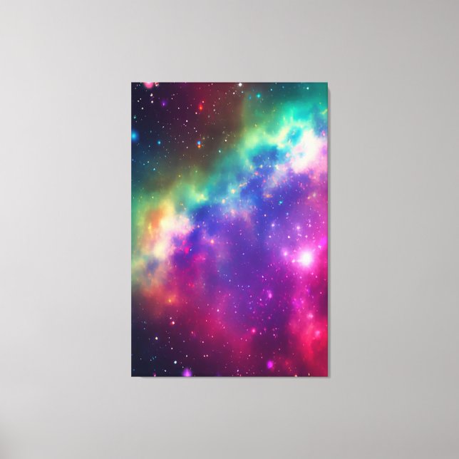 Colorful Rainbow Cosmic Burst Stretched Canvas Print (Front)