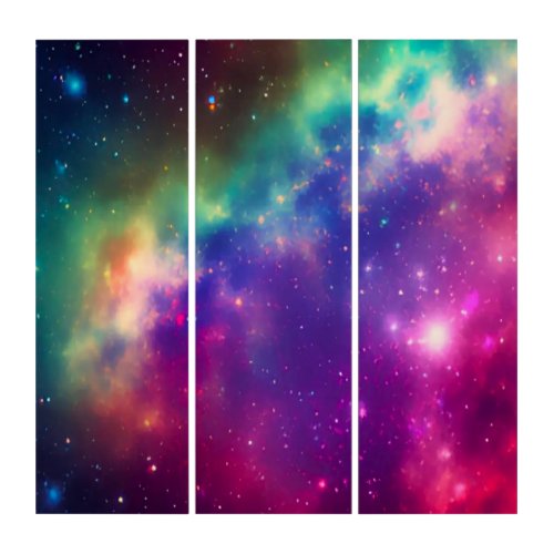 Colorful Rainbow Cosmic Burst Triptych