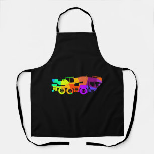 Colorful rainbow crane vehicle construction site apron