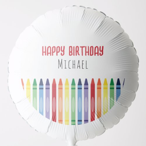 Colorful Rainbow Crayons Birthday Party Balloon