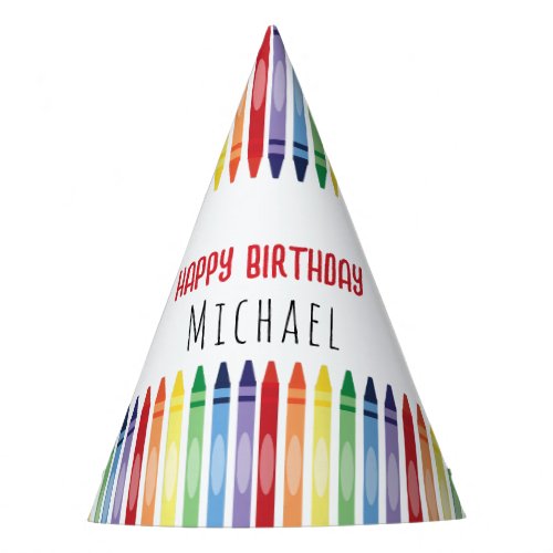 Colorful Rainbow Crayons Birthday Party Party Hat