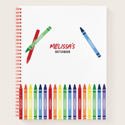 Colorful Rainbow Crayons Cute Monogram Sketchbook Notebook Colorful Rainbow Crayons Cute Monogram Sketchbook Notebook