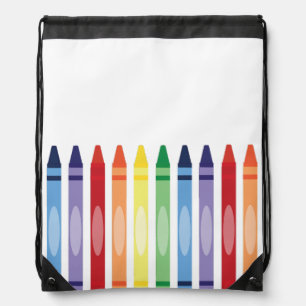 Colorful Rainbow Crayons Drawstring Bag