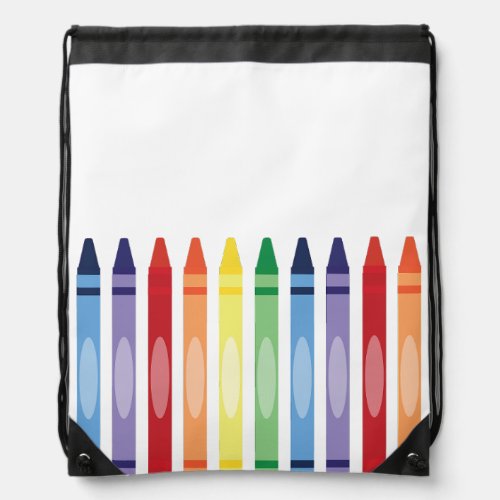 Colorful Rainbow Crayons Drawstring Bag