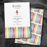 Colorful Rainbow Crayons Kids Birthday Party