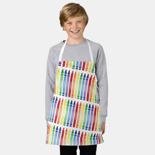 Colorful Rainbow Crayons Pattern Apron