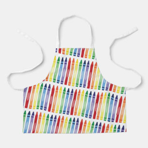 Colorful Rainbow Crayons Pattern Apron