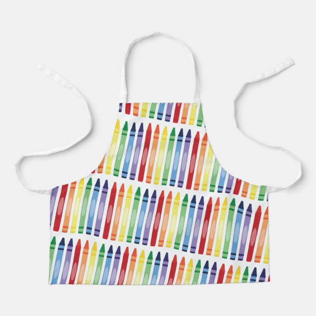 Colorful Rainbow Crayons Pattern Apron (Front)