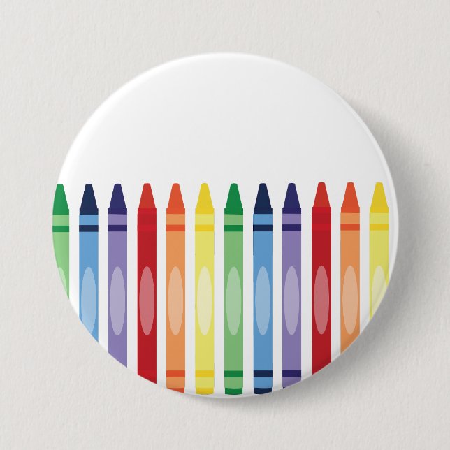 Colorful Rainbow Crayons Pattern Button (Front)
