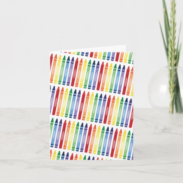 Colorful Rainbow Crayons Pattern Card (Front)