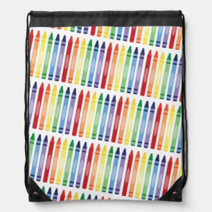 Colorful Rainbow Crayons Pattern Drawstring Bag