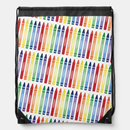 Colorful Rainbow Crayons Pattern Drawstring Bag