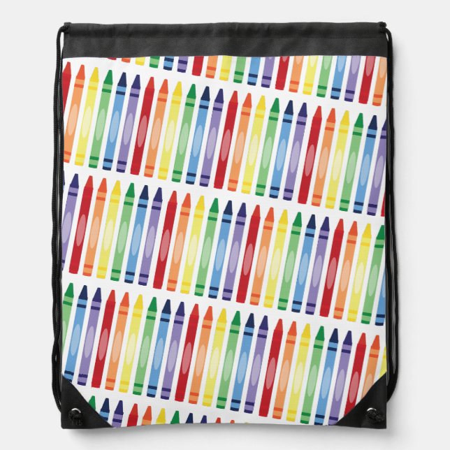 Colorful Rainbow Crayons Pattern Drawstring Bag (Front)