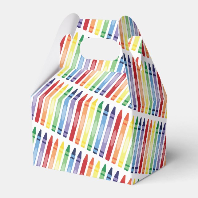Colorful Rainbow Crayons Pattern Favor Boxes (Front Side)