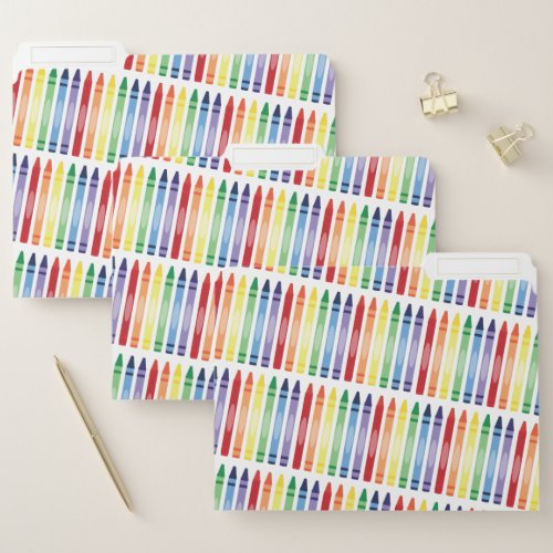 Colorful Rainbow Crayons Pattern File Folder