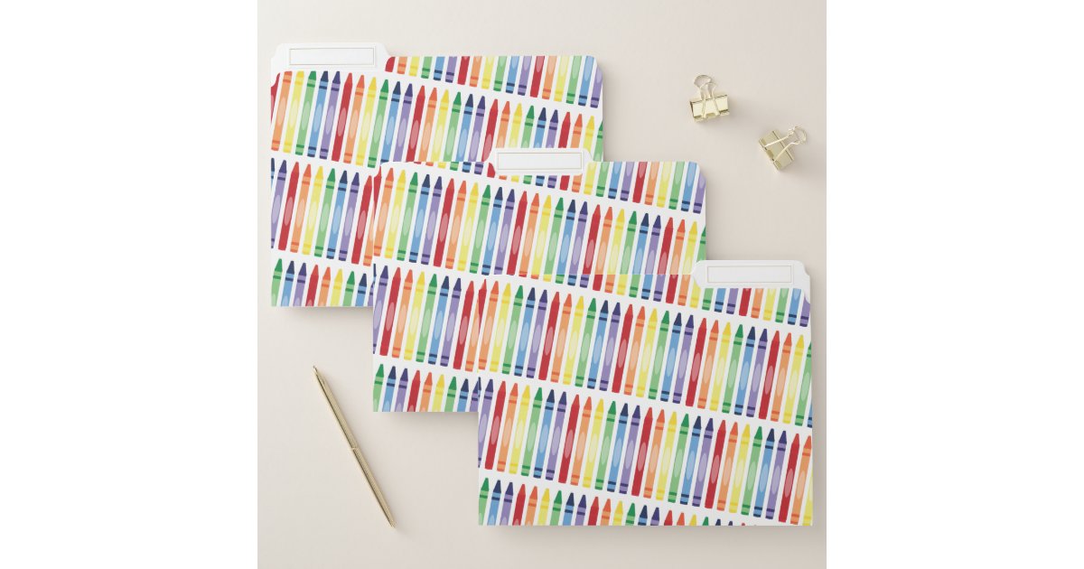 Colorful Rainbow Crayons Pattern File Folder | Zazzle