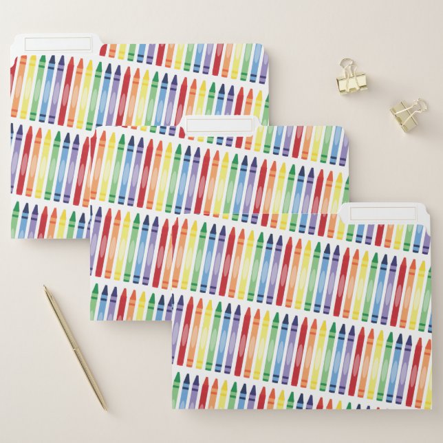Colorful Rainbow Crayons Pattern File Folder (Set)