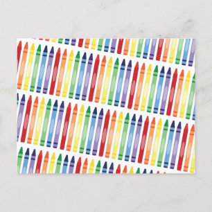 Colorful Rainbow Crayons Pattern Holiday Postcard