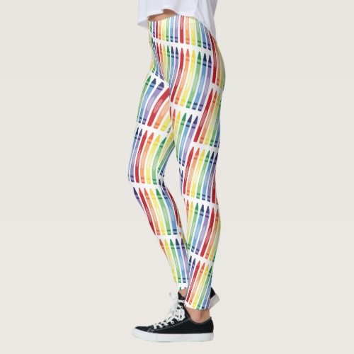 Colorful Rainbow Crayons Pattern Leggings
