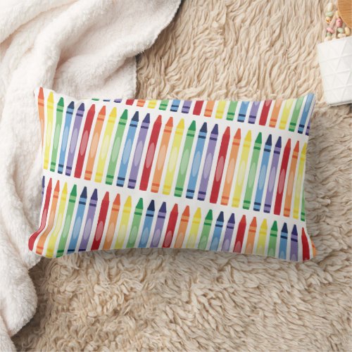 Colorful Rainbow Crayons Pattern Lumbar Pillow