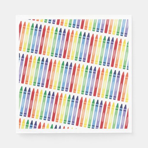 Colorful Rainbow Crayons Pattern Napkins