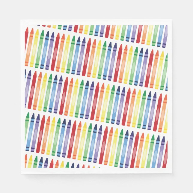 Colorful Rainbow Crayons Pattern Napkins (Front)