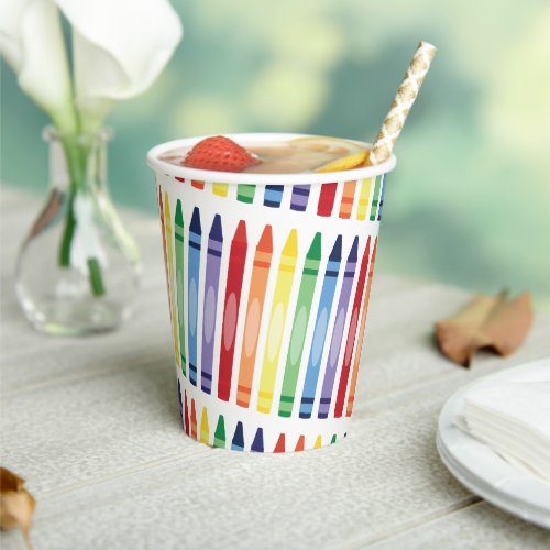 Colorful Rainbow Crayons Pattern Paper Cups