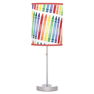 Colorful Rainbow Crayons Pattern Table Lamp
