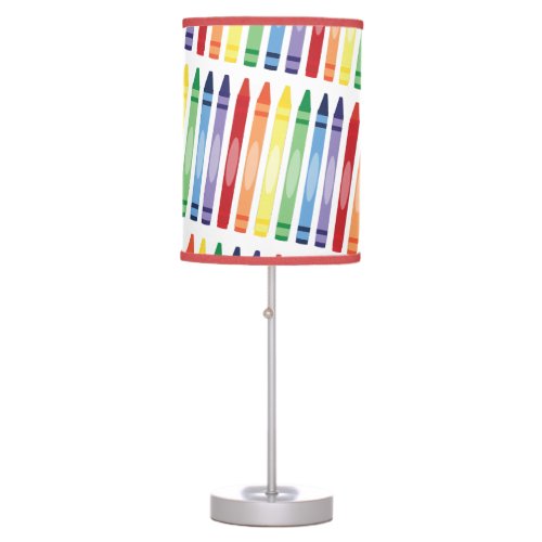Colorful Rainbow Crayons Pattern Table Lamp