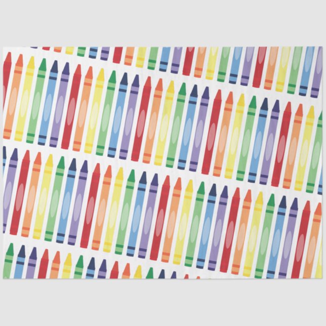 Colorful Rainbow Crayons Pattern Tissue Paper (Front)