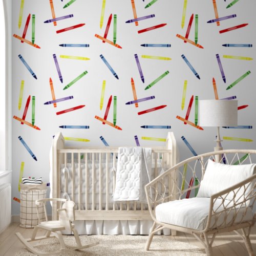 Colorful Rainbow Crayons Pattern Wallpaper