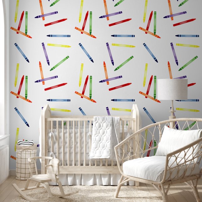 Colorful Rainbow Crayons Pattern Wallpaper (Kids)