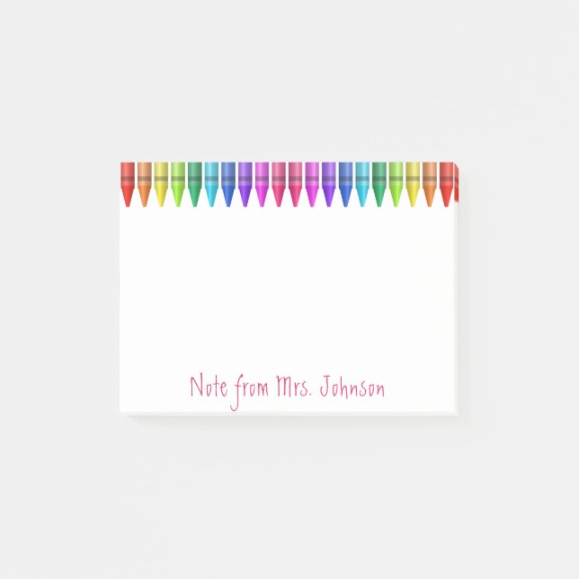 Colorful Rainbow Crayons Personalize Notes (Front)