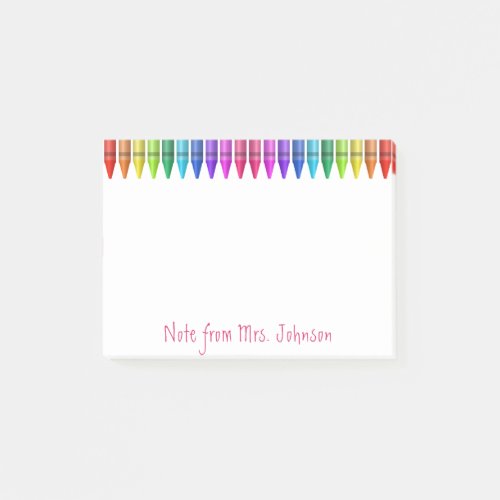 Colorful Rainbow Crayons Personalize Post_it Notes