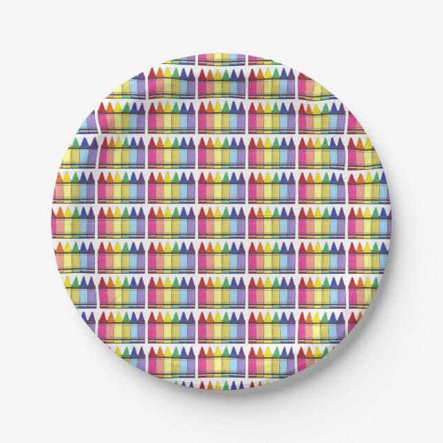 Colorful Rainbow Crayons Plates (Front)