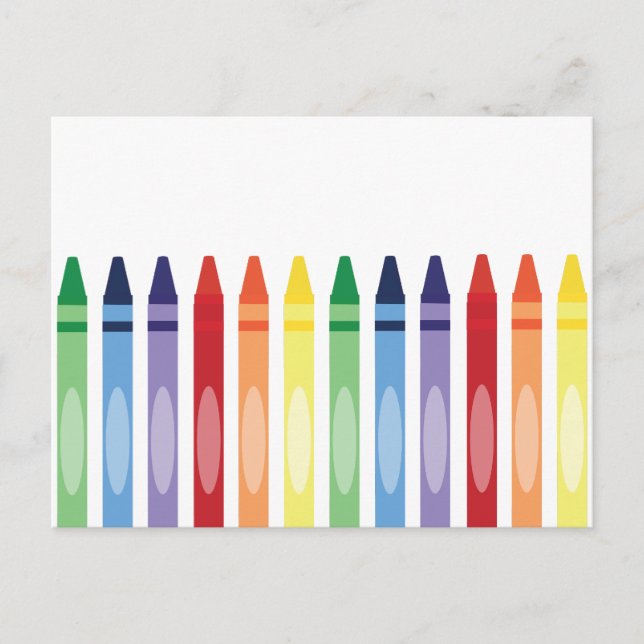 Colorful Rainbow Crayons  Postcard (Front)