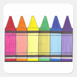 Colorful Rainbow Crayons School Art Class Teacher Square Sticker