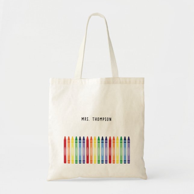Colorful Rainbow Crayons Teacher Appreciation Tote Bag (Front)