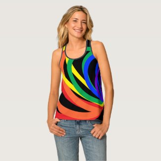 Colorful Rainbow Crescent Abstract Tank Top