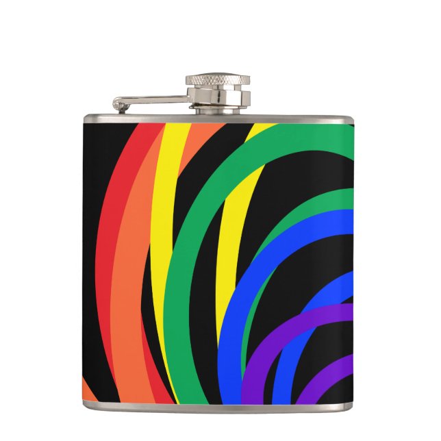 Colorful Rainbow Crescent Pattern Flask (Front)