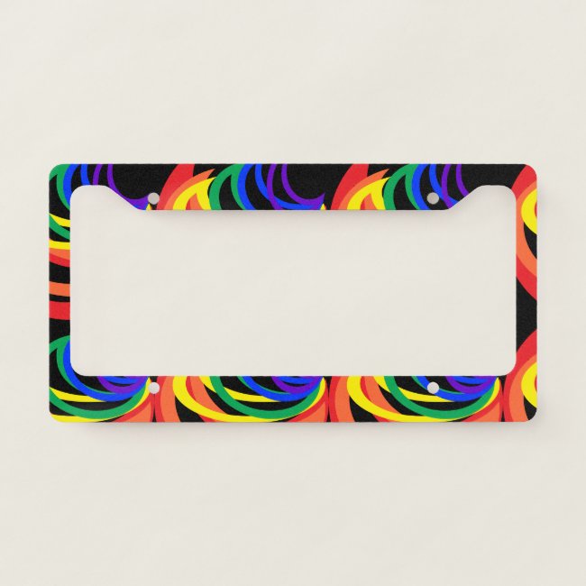 Colorful Rainbow Crescents License Plate Frame