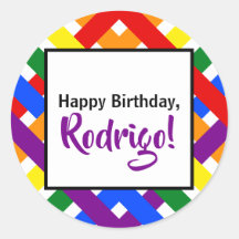 Colorful Rainbow Criss-Cross Stripes Birthday